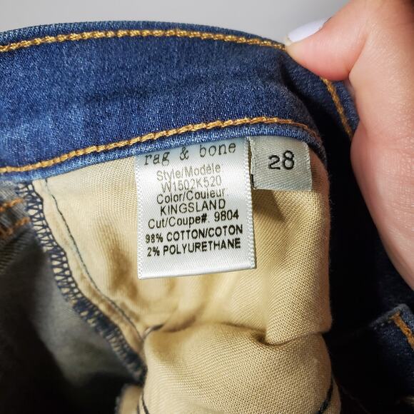 Rag & Bone Skinny Jeans Dark Wash Kingsland Style W1502K520 Women's Size 28 - Picture 12 of 16